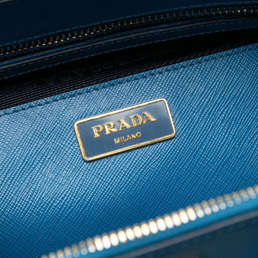 Pre-Loved Prada Large Bicolor Saffiano Lux Galleria Double Zip Satchel - Picture 5 of 6